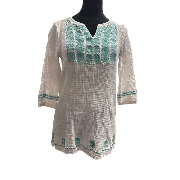 THML gauze cotton tunic embroidered top XS - Picture 1 of 6
